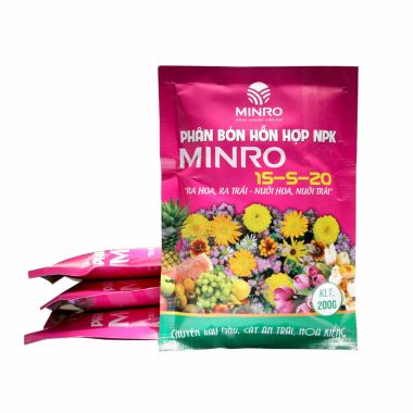 Phân bón ra hoa dưỡng trái Minro NPK 15-5-20 gói 200gr
